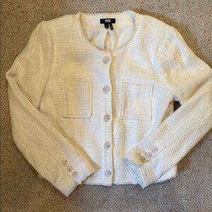 PAIGE Ivory Textured Button-Up Jacket